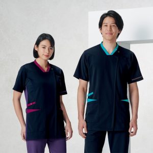 998 スクラブジャケット 半袖 男女兼用 白衣 診察着  医療 介護  KAZEN カゼン 薬局衣 医療