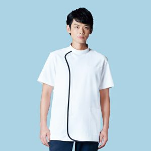 056 メンズジャケット 半袖 男性 ジャケット 男子白衣 メディカルウェア 上衣 医療白衣 看護白衣【白衣】KAZEN カゼン