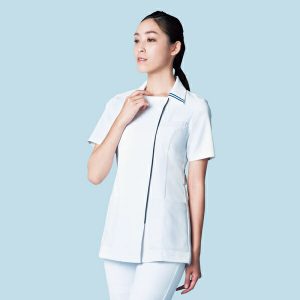 081 レディースジャケット 半袖 女性 ジャケット 女子白衣 メディカルウェア 上衣 医療白衣 看護白衣【白衣】KAZEN カゼン