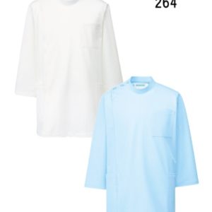 246 メンズ医務衣七分袖 医療 ケーシー 半袖 白 上衣 KC型【白衣】KAZEN カゼン 医療白衣 看護白衣 男子白衣 医療白衣