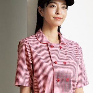 637 カゼン KAZEN レディスコックシャツ 食品 調理衣 制服 ギンガムチェック【白衣】サービスウエア