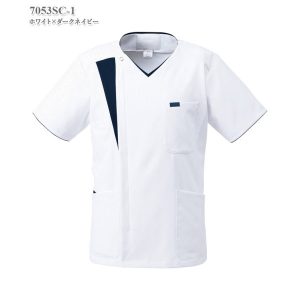 7053SC メンズジップスクラブ チュニック 医療白衣 看護白衣 フォーク Medical Wear スクラブ FOLK【白衣】