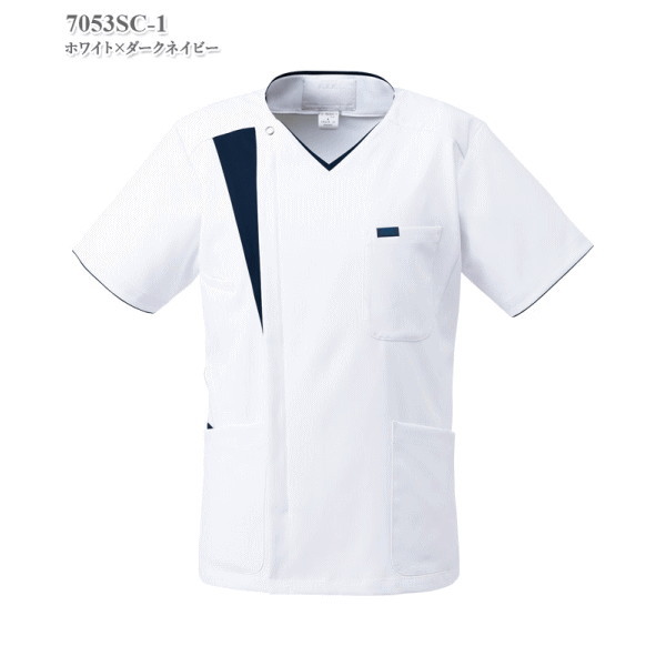 7053SC メンズジップスクラブ チュニック 医療白衣 看護白衣 フォーク Medical Wear スクラブ FOLK【白衣】