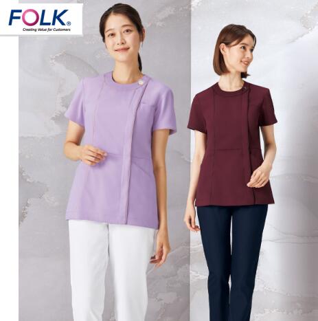 7101SC ジップアップスクラブ 白衣 FOLK フォーク 医療白衣 看護白衣 病院白衣 ジアシリーズ