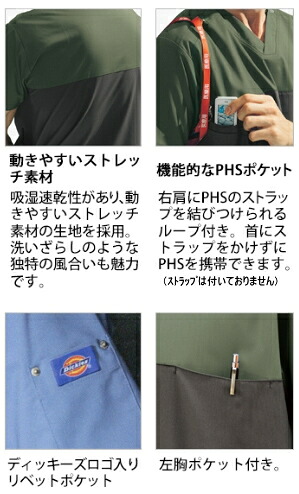 7040SC スクラブ ジップスクラブ 白衣 FOLK フォーク 医療白衣 看護白衣 病院白衣 DicKies ディッキーズ - 画像 (3)