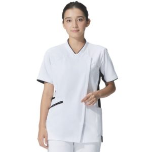 987 スクラブジャケット 半袖 男女兼用 白衣 診察着  医療 介護  KAZEN カゼン 薬局衣 医療