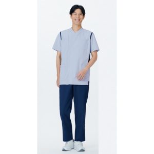 974 メンズスクラブ(前開き) 半袖 白衣 診察着 医療 介護 KAZEN カゼン 薬局衣 医療