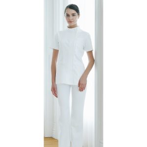 yw124 レディースジャケット 半袖 女子白衣 診察着  医療 介護  KAZEN カゼン 薬局衣