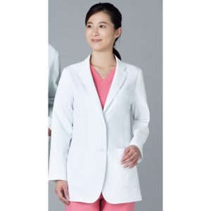 kzn112-40 レディスブレザー 診察衣 女子白衣 診察着  医療 介護  KAZEN カゼン 薬局衣 ホワイト 医療
