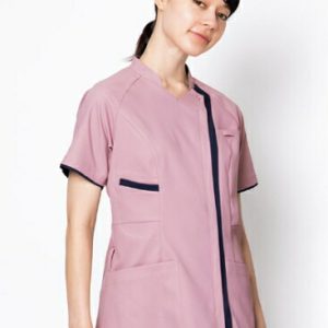 KZN702 レディススクラブ ジャケット 半袖(男女兼用) 白衣 診察着 医療 介護 KAZEN カゼン 薬局衣 医療