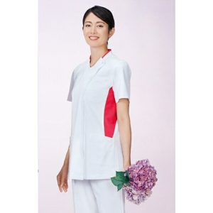 039 レディーススクラブ 半袖 白衣 診察着  医療 介護  KAZEN カゼン 薬局衣 医療