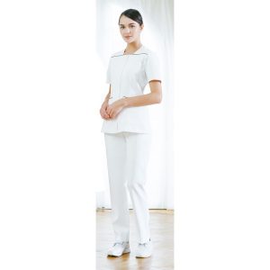 yw122 レディースジャケット 半袖 女子白衣 診察着  医療 介護  KAZEN カゼン 薬局衣