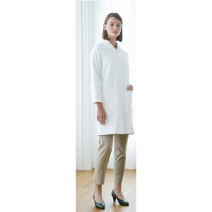 yw25 レディスドクターコート 女子白衣 診察着  医療 介護  KAZEN カゼン 薬局衣 サックス 医療