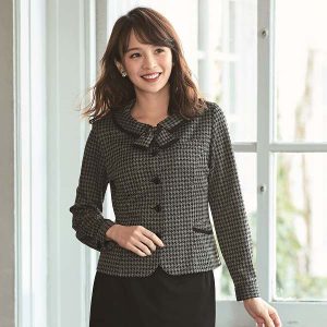 事務服 21900 長袖 オーバーブラウス リボン付  en joie 株式会社ジョア アンジョア