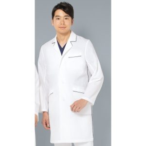 114-18 メンズコート診察衣（ハーフ丈）ドクターウェアー 白衣 男性 KAZEN カゼン メンズ診察衣 診察衣 白衣 医療白衣 看護白衣