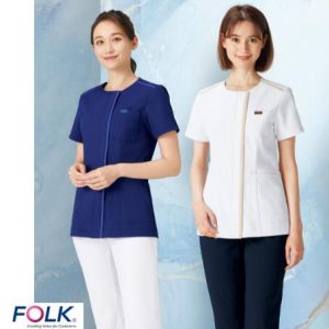 7100SC ジップアップスクラブ 白衣 FOLK フォーク 医療白衣 看護白衣 病院白衣 ジアシリーズ
