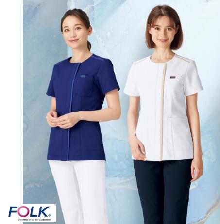 7100SC ジップアップスクラブ 白衣 FOLK フォーク 医療白衣 看護白衣 病院白衣 ジアシリーズ