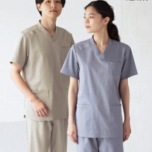 KZN350 スクラブ 半袖(男女兼用) 白衣 診察着 医療 介護 KAZEN カゼン 薬局衣 医療