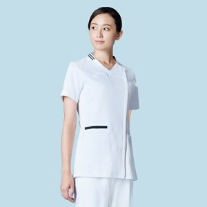 036 レディーススクラブ 半袖 白衣 診察着 医療 介護 KAZEN カゼン 薬局衣 医療