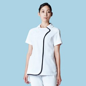 059 レディースジャケット 半袖 女性 ジャケット 女子白衣 メディカルウェア 上衣 医療白衣 看護白衣【白衣】KAZEN カゼン