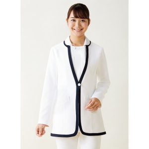 kzn207 レディースジャケット 長袖 白衣 診察着  医療 介護  KAZEN カゼン 薬局衣 医療