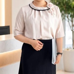SN90L アシンメトリー タック ブラウス ユニフォーム 事務服 制服 株式会社神馬本店 JINBA