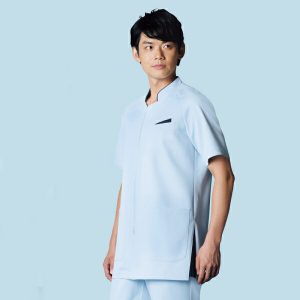 053 メンズジャケット 半袖 男性 ジャケット 男子白衣 メディカルウェア 上衣 医療白衣 看護白衣【白衣】KAZEN カゼン