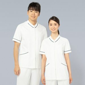 055 スクラブ（男女兼用） 半袖 白衣 診察着  医療 介護  KAZEN カゼン 薬局衣 医療