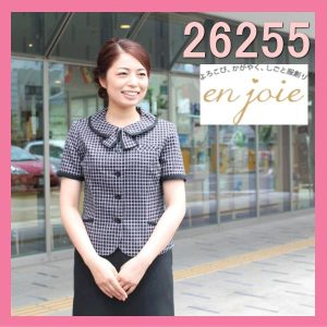 26255 アン ジョア オーバーブラウス フラットカラー リボン付 en joie 株式会社ジョア ガーデンチェック