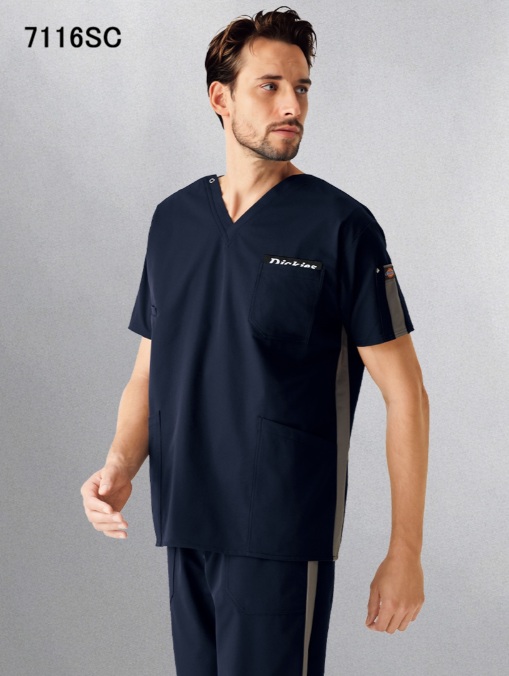 7116SC スクラブ 男女兼用 白衣 FOLK フォーク 医療白衣 看護白衣 病院白衣 DicKies ディッキーズ