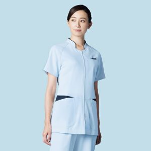 054 レディースジャケット 半袖 女性 ジャケット 女子白衣 メディカルウェア 上衣 医療白衣 看護白衣【白衣】KAZEN カゼン