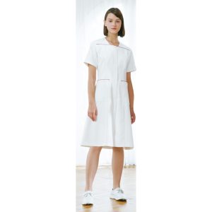 yw114 レディースワンピース 半袖 女子白衣 診察着  医療 介護  KAZEN カゼン 薬局衣