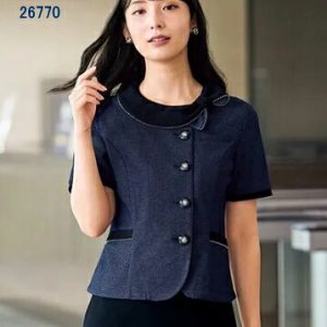 事務服 26770 オーバーブラウス リボン 半袖 en joie 株式会社ジョア アンジョア