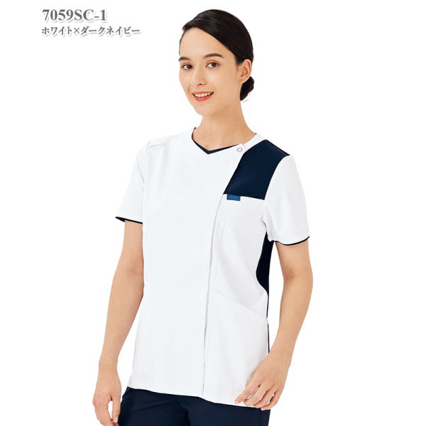 7059SC レディスジップスクラブ チュニック 医療白衣 看護白衣 フォーク Medical Wear スクラブ FOLK【白衣】