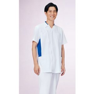 038 メンズスクラブ 半袖 白衣 診察着 医療 介護 KAZEN カゼン 薬局衣 医療