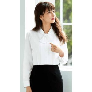 01073 長袖ブラウス リボン 事務服 en joie 株式会社ジョア アンジョア